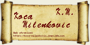 Koča Milenković vizit kartica